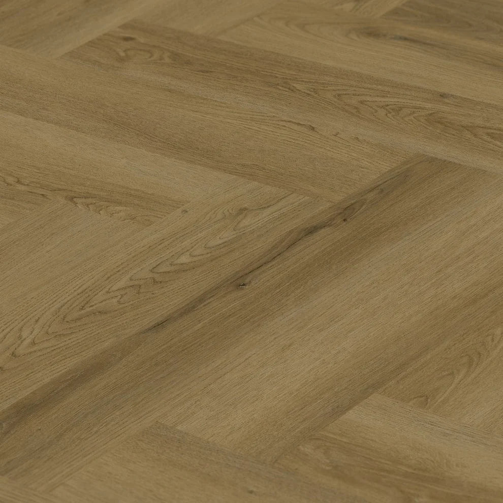Edmonton Oak - Herringbone 5mm Embossed Purecoat Rigid Core Vinyl Flooring