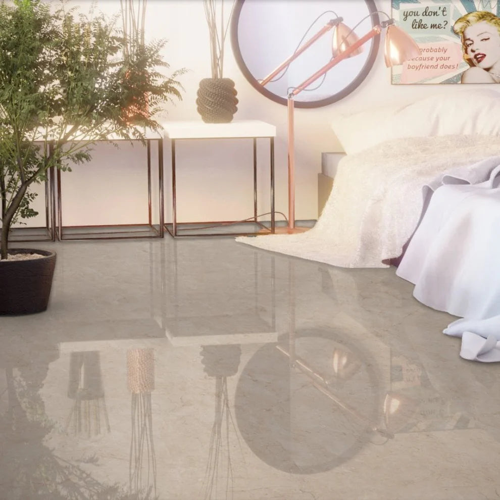 Albera Beige Marble - 8mm High Gloss Laminate Flooring