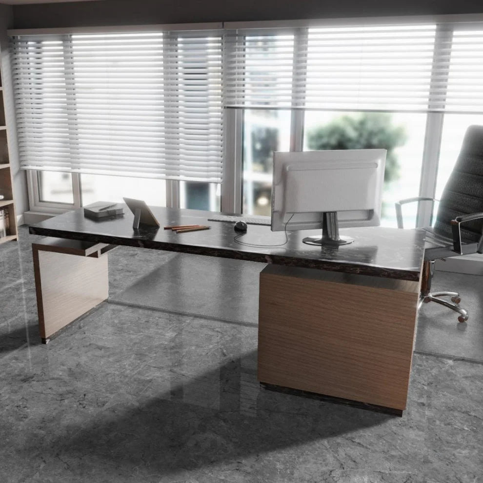 Albera Quartz Marble - Lustre Stone 8mm High Gloss Laminate Flooring