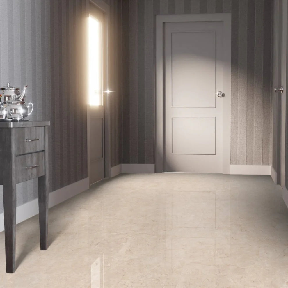 Albera Beige Marble - 8mm High Gloss Laminate Flooring