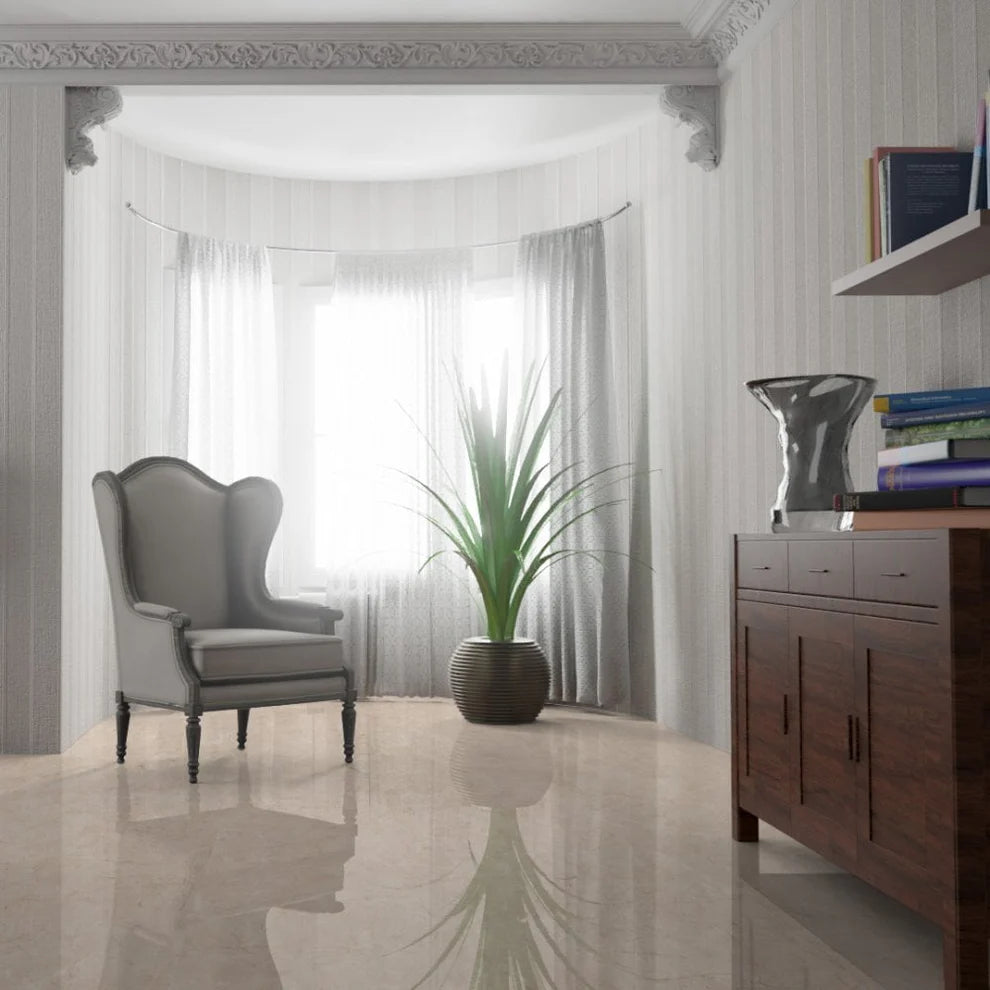 Albera Beige Marble - 8mm High Gloss Laminate Flooring