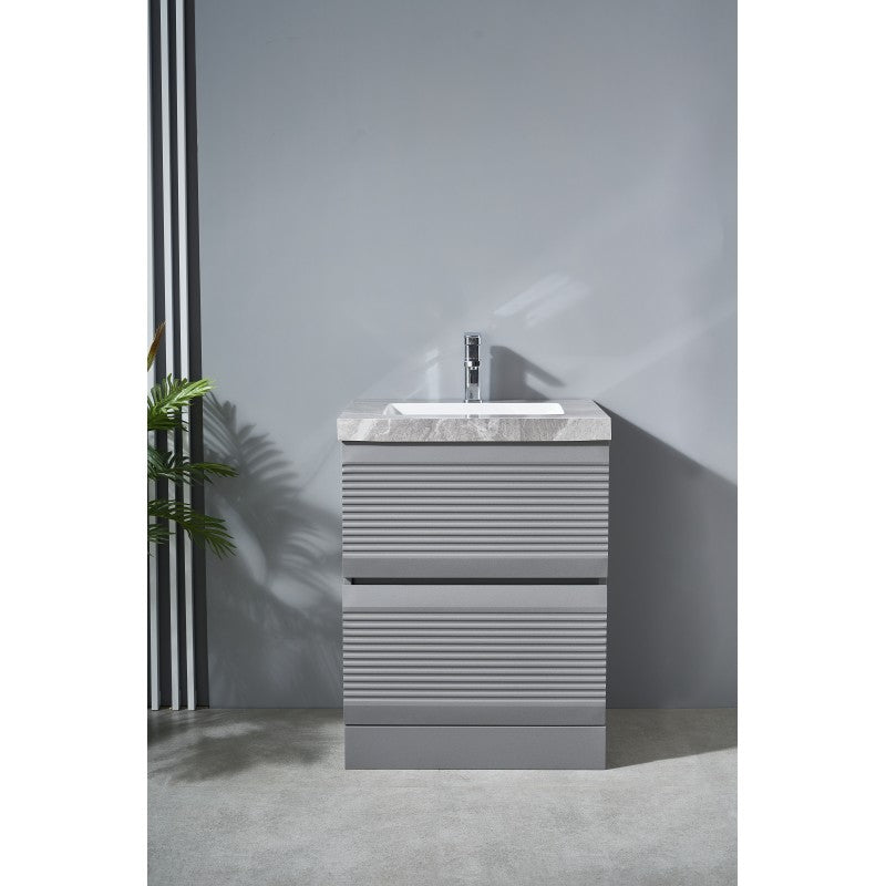 Grace Stainless Steel Two Drawers Floor Standing Vanity & Porcelain Top