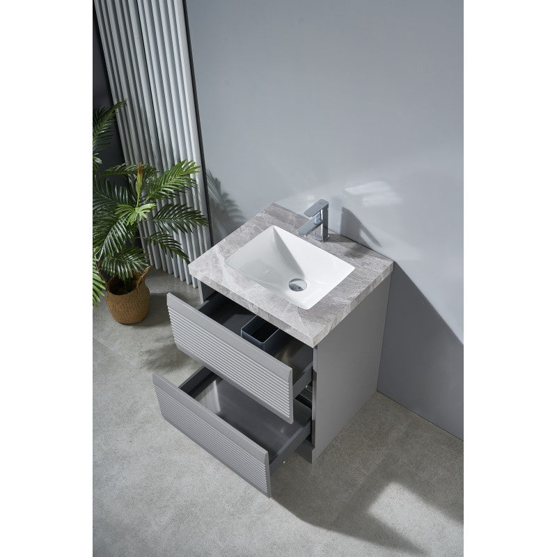 Grace Stainless Steel Two Drawers Floor Standing Vanity & Porcelain Top