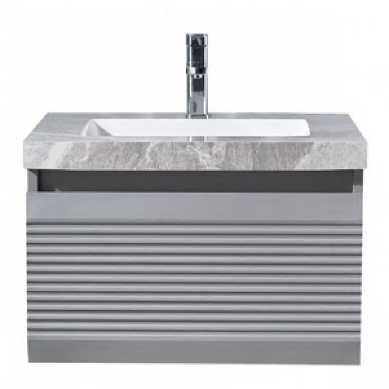 Grace Stainless Steel Single Drawer Wall Mounted Vanity & Porcelain Top