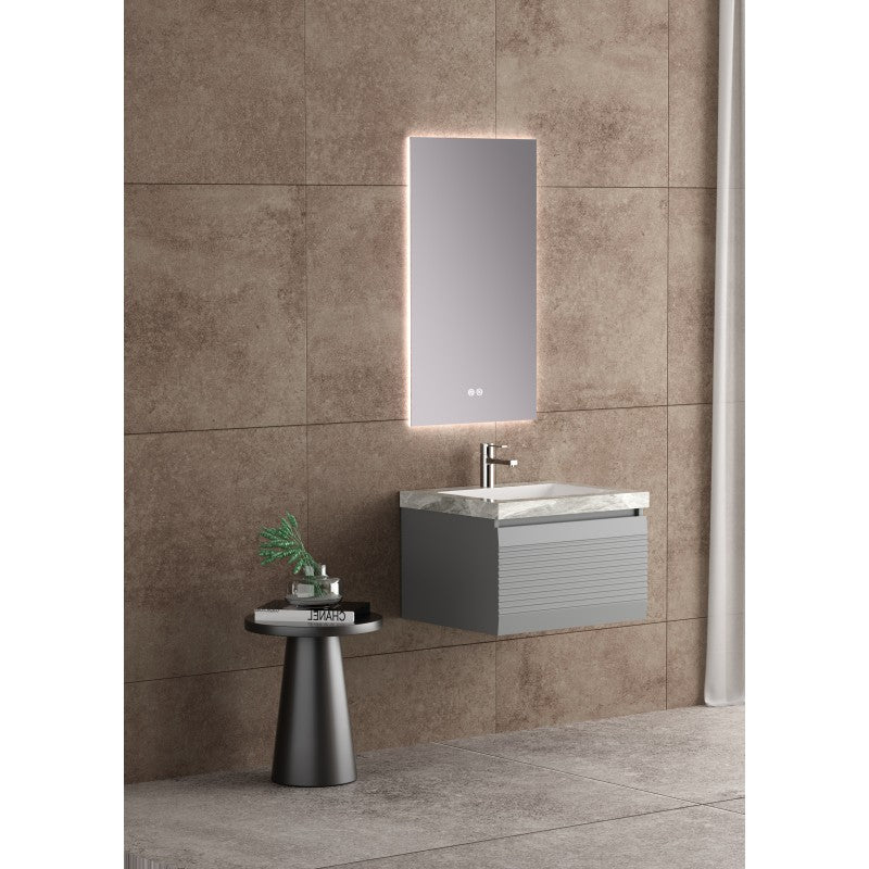 Grace Stainless Steel Single Drawer Wall Mounted Vanity & Porcelain Top