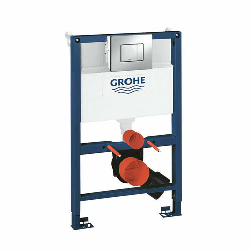 Grohe 0.82M Concealed Cistern WC Frame RAK Ceramics Rimless Wall Hung Toilet Pan