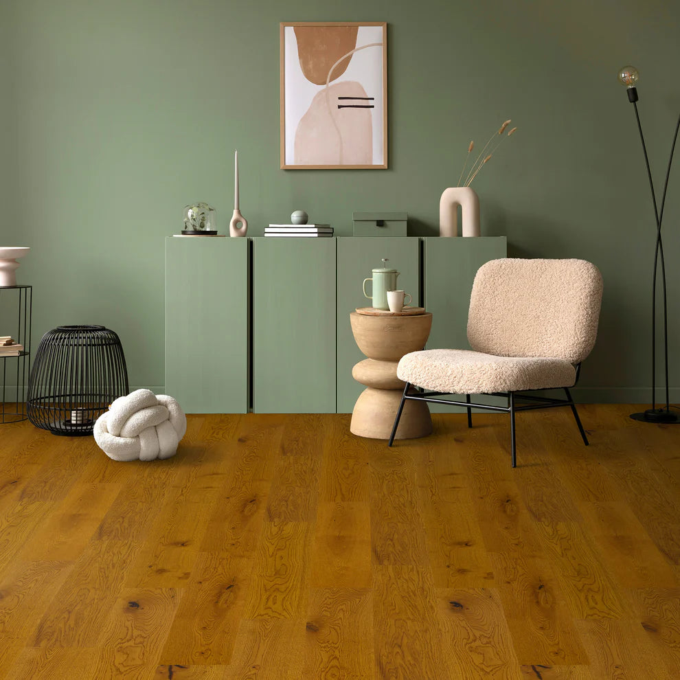 Golden Oak - 14mm Wide UV Lacquered Engineered Real Wood Flooring