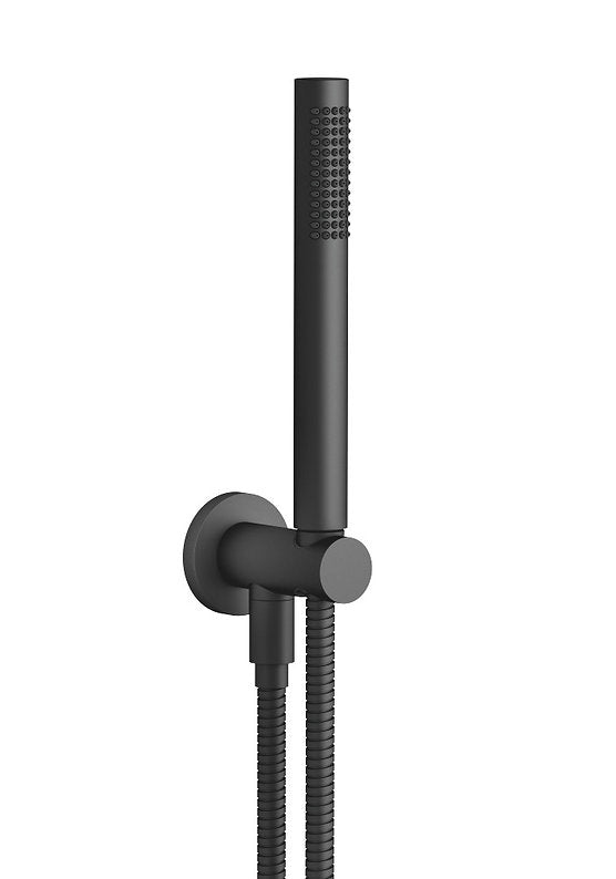 Hand Shower Set with Outlet Matt Black Round