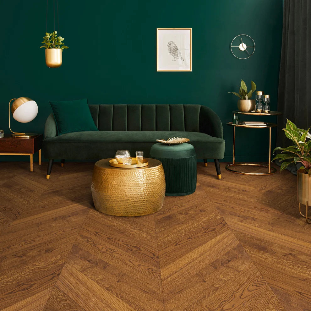 Honey Oak - Chevron 15mm Matt UV lacquer Engineered Real Wood Flooring