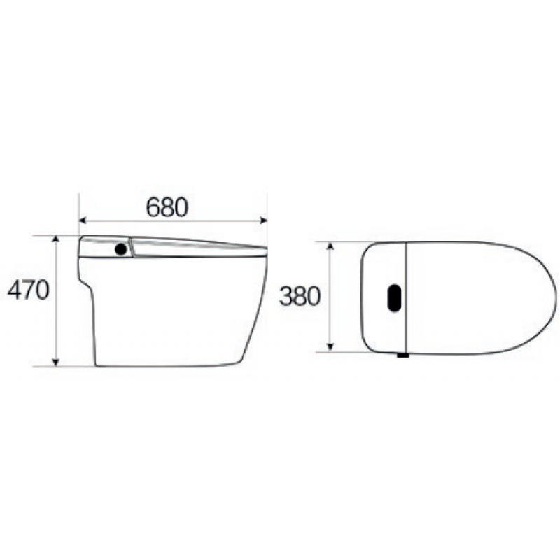 Intelligent Tankless Rimless BTW Pan Temperature Controlled with Bidet