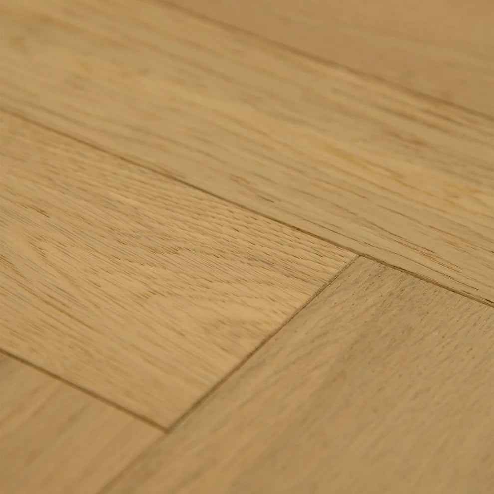 Invisible Light Brushed Oak - Herringbone 14mm Matt Lacquered Engineered Real Wood Flooring