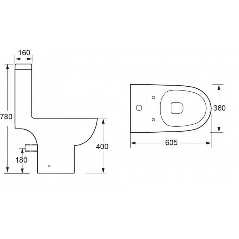 Koncept Short Projection Rimless C/C Open Back WC