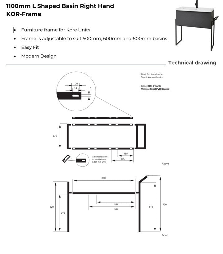 Kore 800mm Wall Mounted Drawer Unit & Ceramic Basin - Sonoma Oak