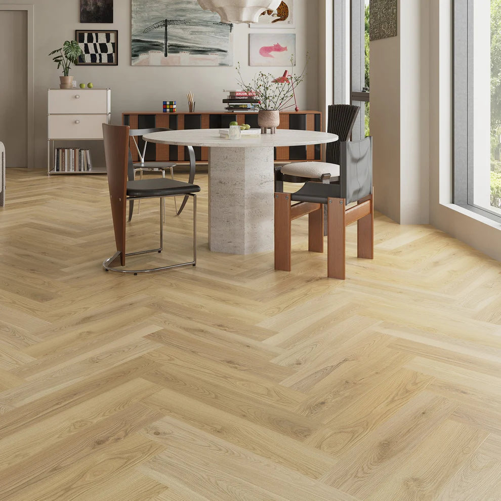 Kitchener Oak - Herringbone 5mm Purecoat Rigid Core Vinyl Flooring