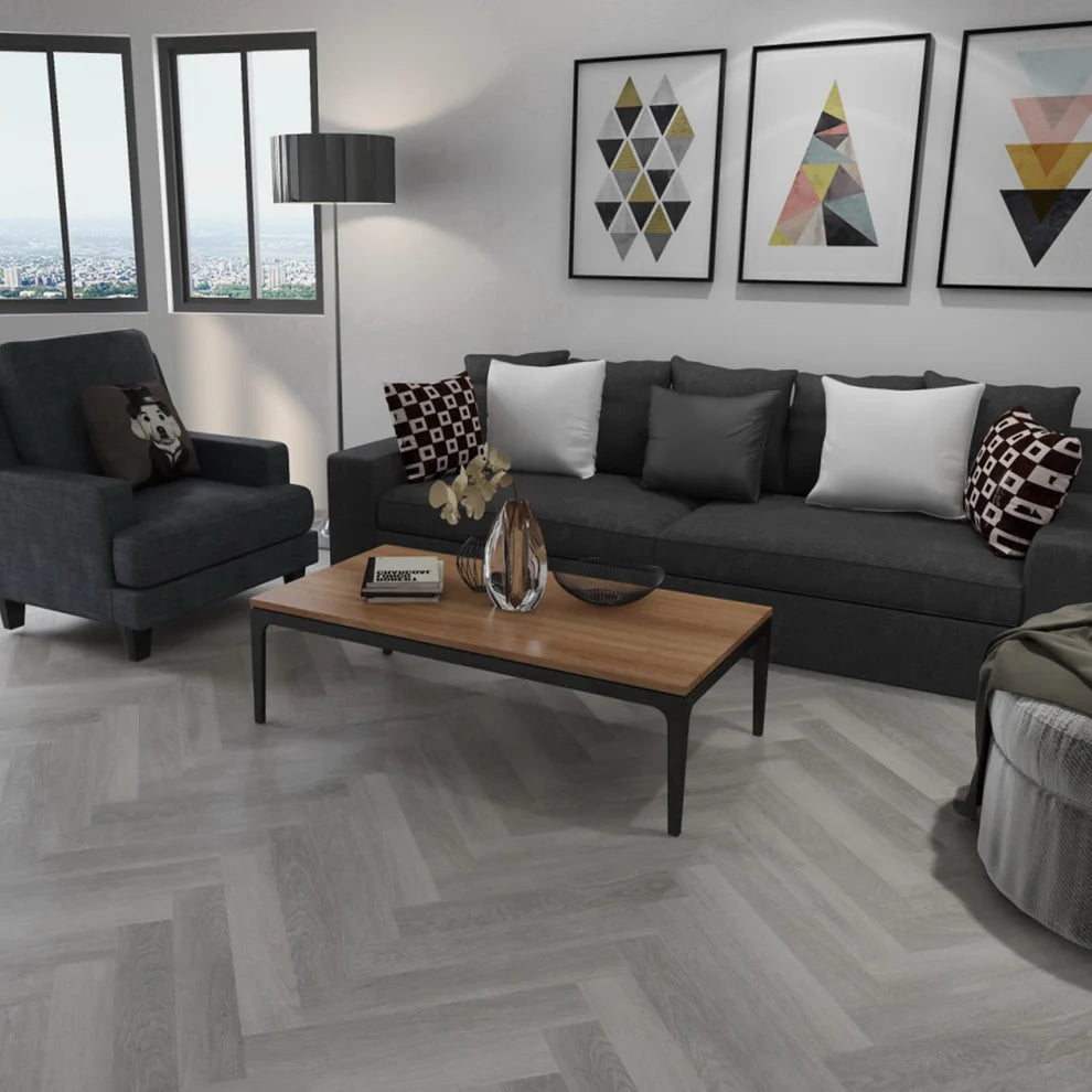 Light Grey Oak - Herringbone SPC 5.5mm Rigid Core Vinyl Flooring