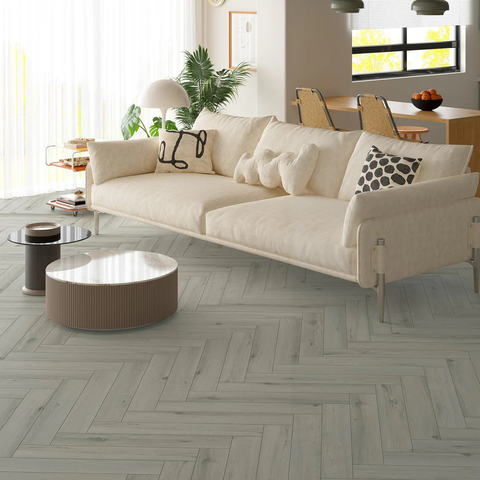 Merritt Oak - Herringbone LVT 5mm Anti-Microbial UV Coated Rigid Core Vinyl Flooring