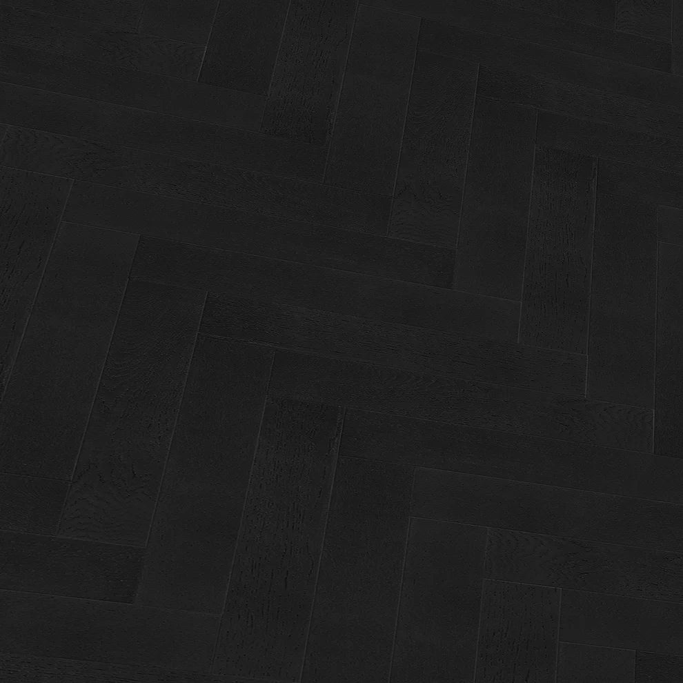 Midnight Black Oak - Herringbone Parquet 14mm Matt UV lacquer Engineered Real Wood Flooring