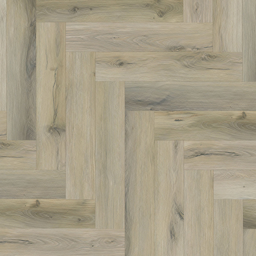 Mission Oak - Herringbone LVT 5mm Anti-Microbial UV Coated Rigid Core Vinyl Flooring