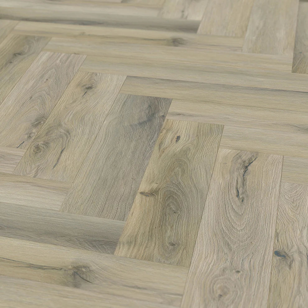 Mission Oak - Herringbone LVT 5mm Anti-Microbial UV Coated Rigid Core Vinyl Flooring