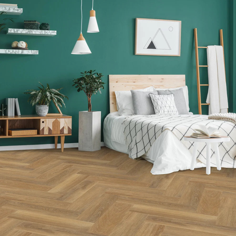 Natural Oak - SPC Herringbone 5.5mm Rigid Core Vinyl Flooring