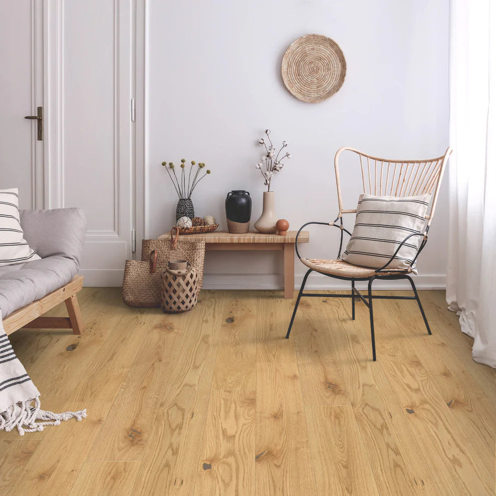 Natural Oak - Light Brushed Engineered Real Wood Flooring