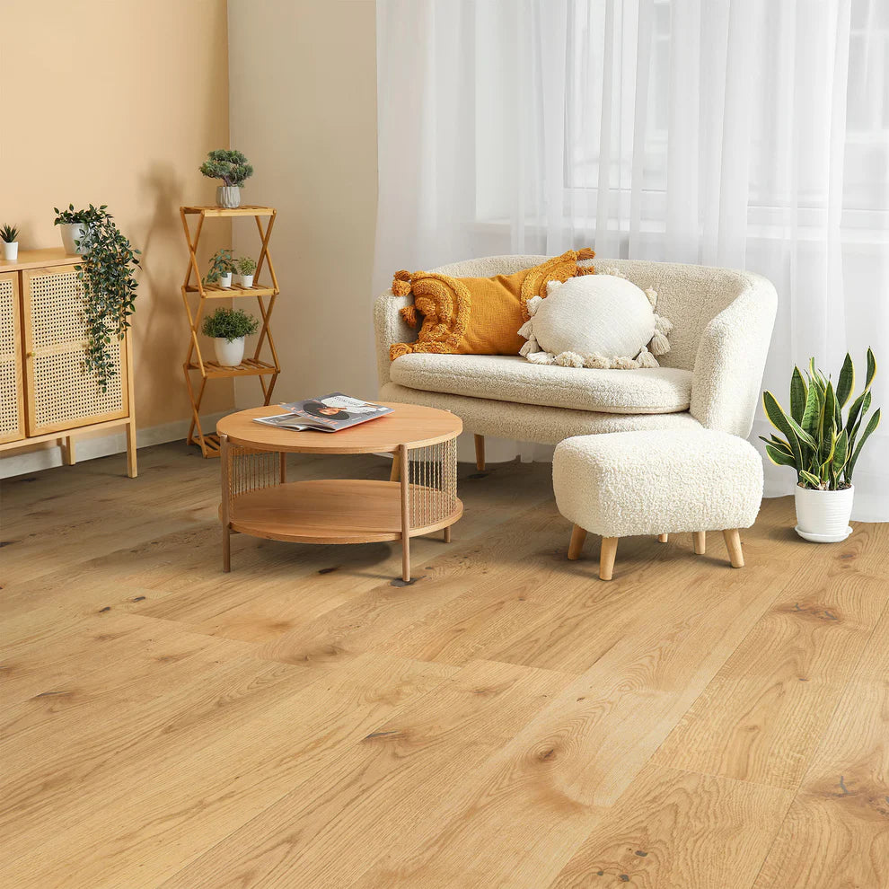 Natural Oak - Light Brushed Engineered Real Wood Flooring