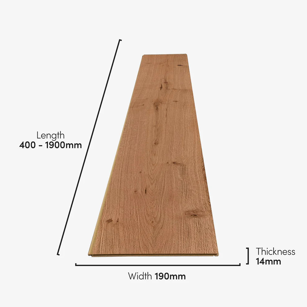 Natural Oak - 14mm Brushed UV lacquer Engineered Real Wood Flooring
