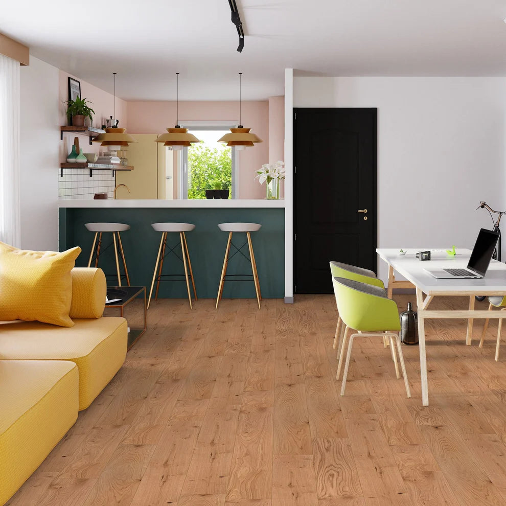 Natural Oak - 14mm Brushed UV lacquer Engineered Real Wood Flooring