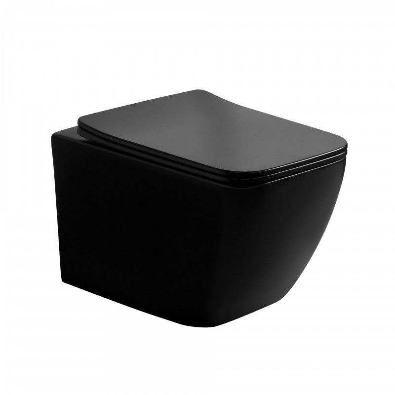 Onyx Matt Black Square Rimless Wall Hung Pan