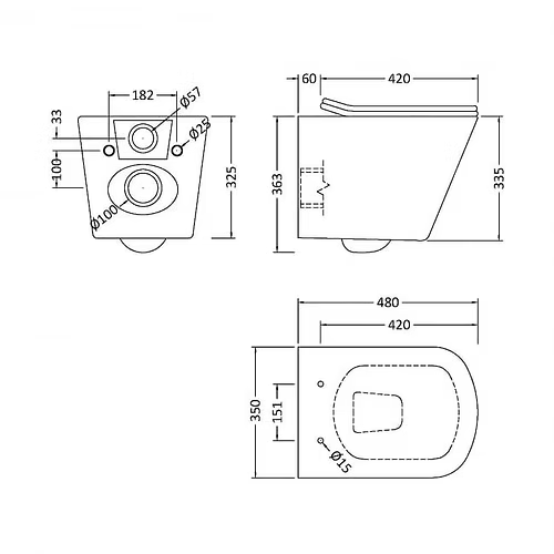 Omega Wall Hung Toilet – Square Rimless