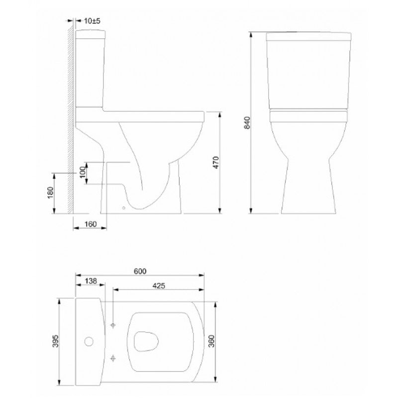 Profile Short Projection, High-Rise Open Back C/C WC