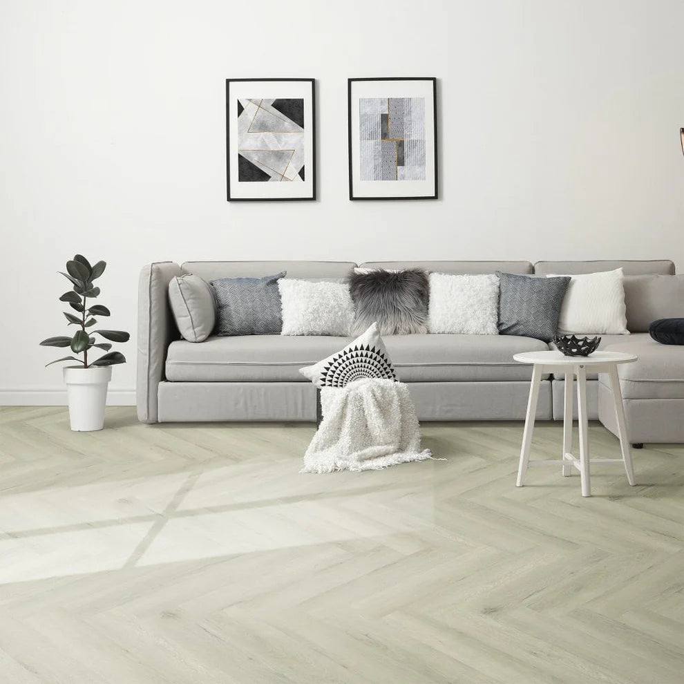 Parksville Oak - Herringbone 5mm Embossed Purecoat Rigid Core Vinyl Flooring