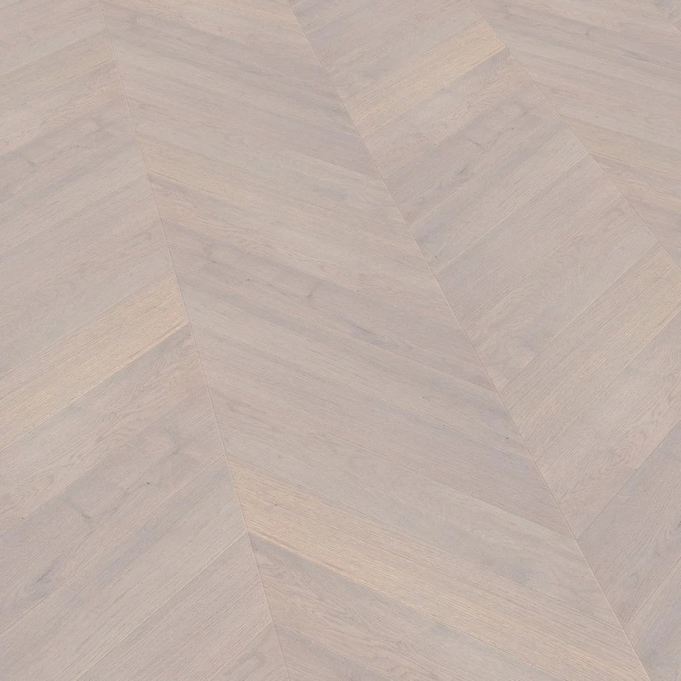 Pebble Grey - Chevron 15mm Brushed UV oil Engineered Real Wood Flooring