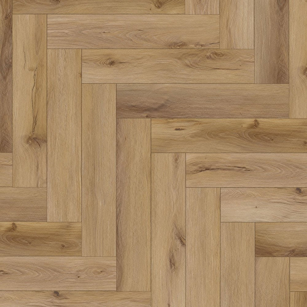 Quesnel Oak - Herringbone LVT 5mm Anti-Microbial UV Coated Rigid Core Vinyl Flooring