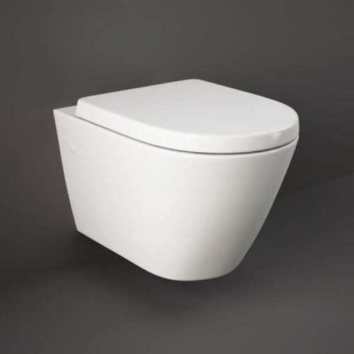 Rak Ceramics Rimless Wall Hung Toilet Pan Seat & Grohe WC Frame Matt Black Flush Plate
