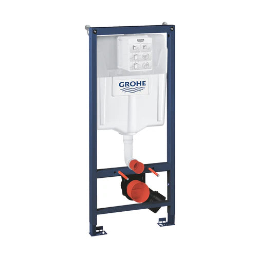 Rak Ceramics Rimless Wall Hung Toilet Pan Seat & Grohe WC Frame Matt Black Flush Plate