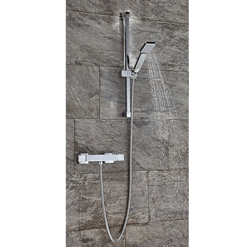 Scudo Square Slide Rail Kit With Paddle Handset Chrome RISERKIT001