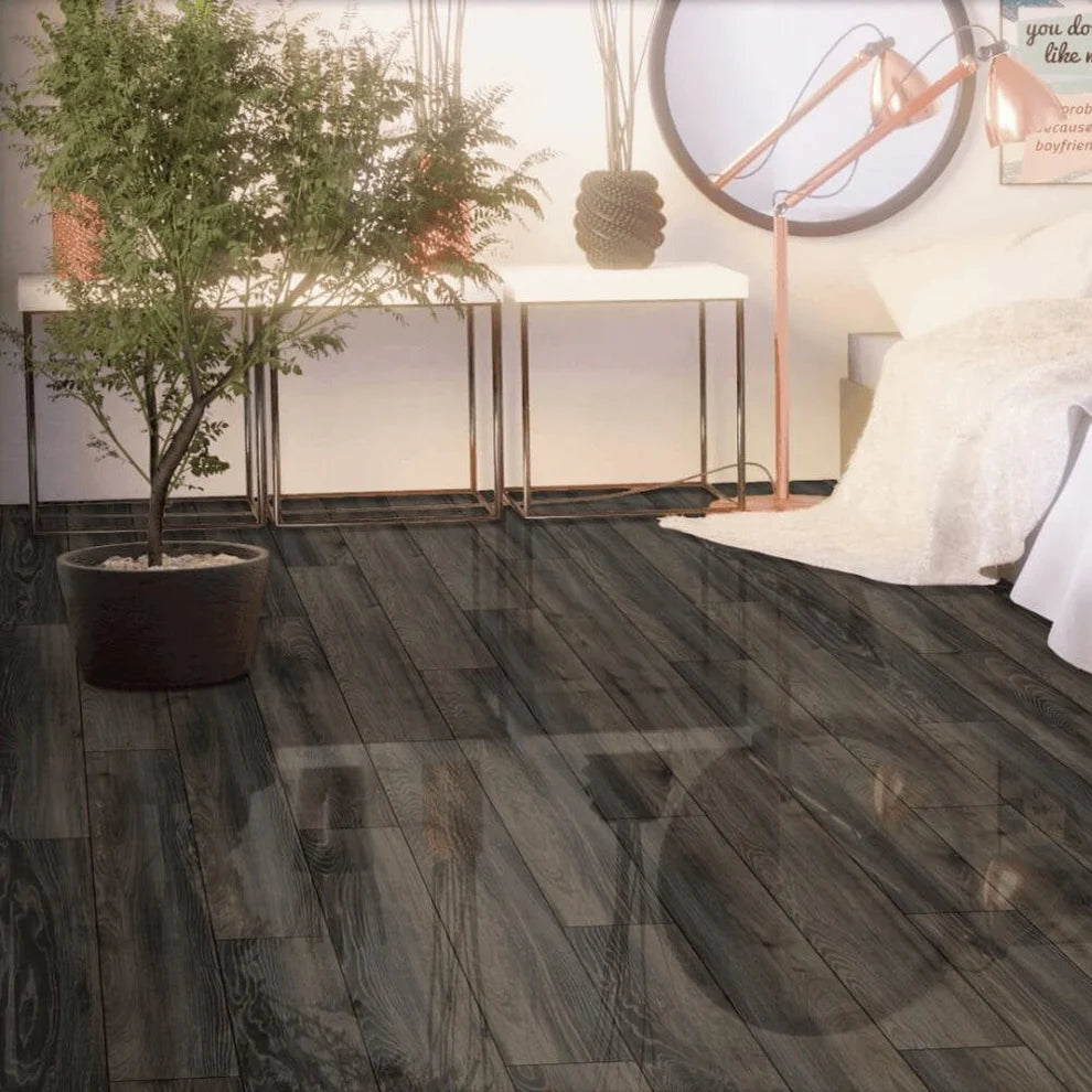 Timber Stone Brown - 8mm High Gloss Laminate Flooring