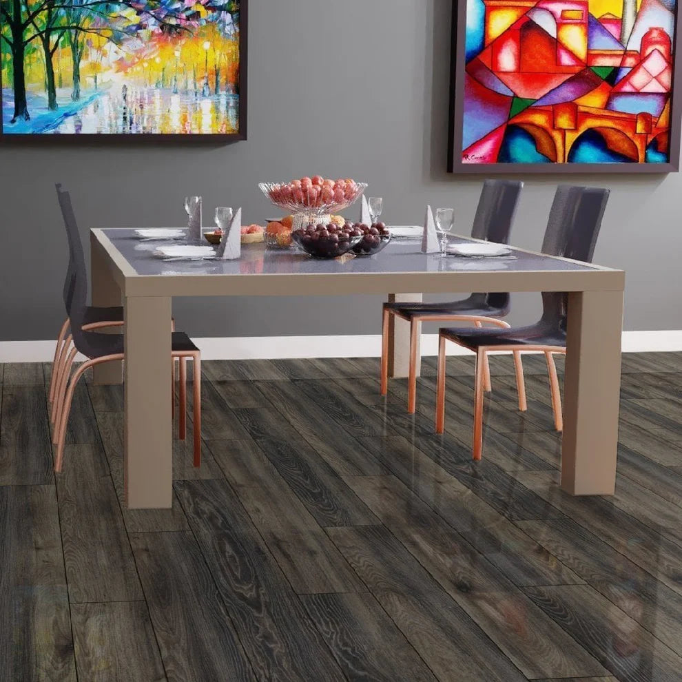 Timber Stone Brown - 8mm High Gloss Laminate Flooring