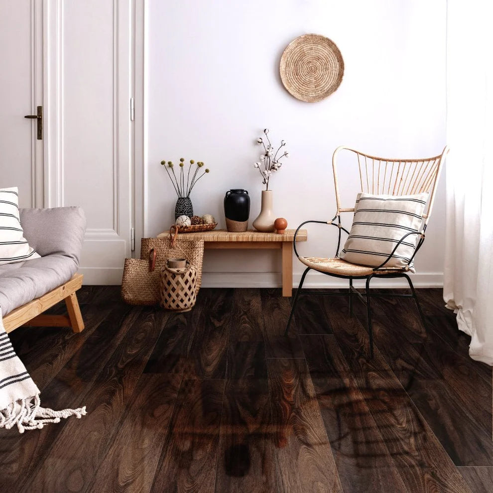 Maple Walnut - 12mm High Gloss Laminate Flooring