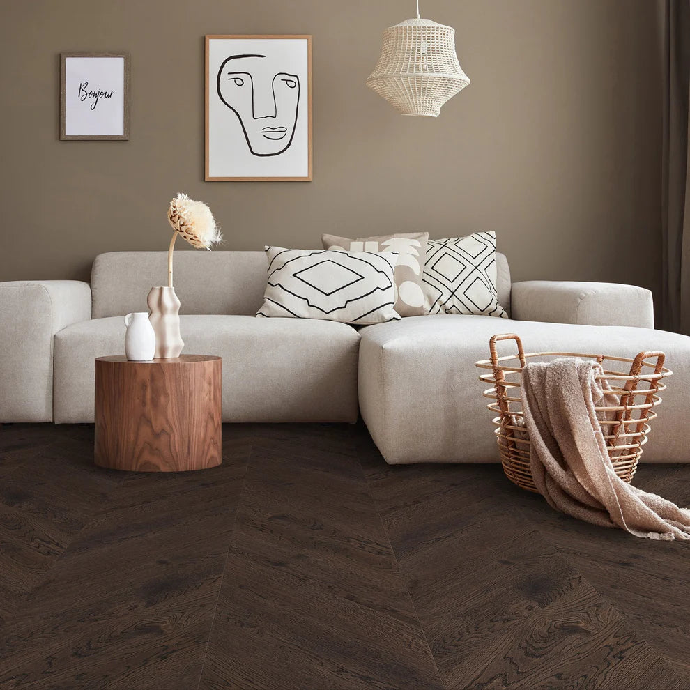 Riverbank Oak - Chevron 15mm Matt UV lacquer Engineered Real Wood Flooring