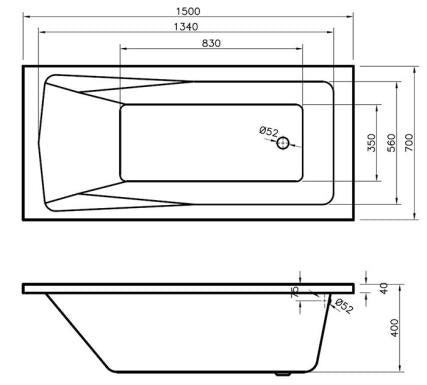 Square Single-Ended Straight Acrylic Bath