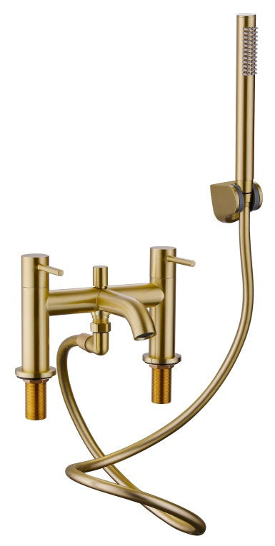 Sleek Bath Shower Mixer with Kit Brushed Brass