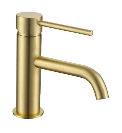 Sleek Basin Mixer with Waste Brushed Brass
