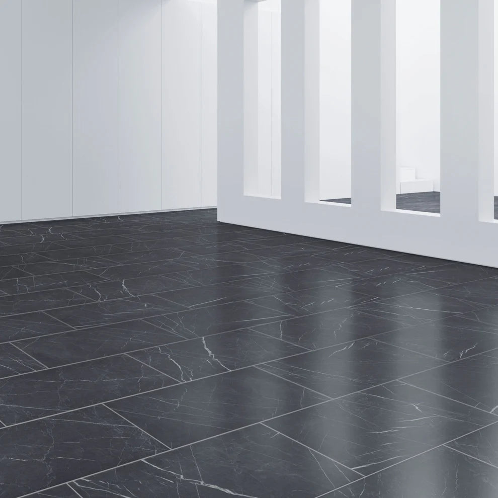 Black Marble - Industry Tile Water-resistant 8mm Laminate Flooring