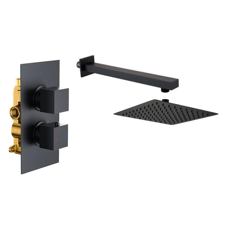 Concealed Shower Matt Black Square Pack 1b