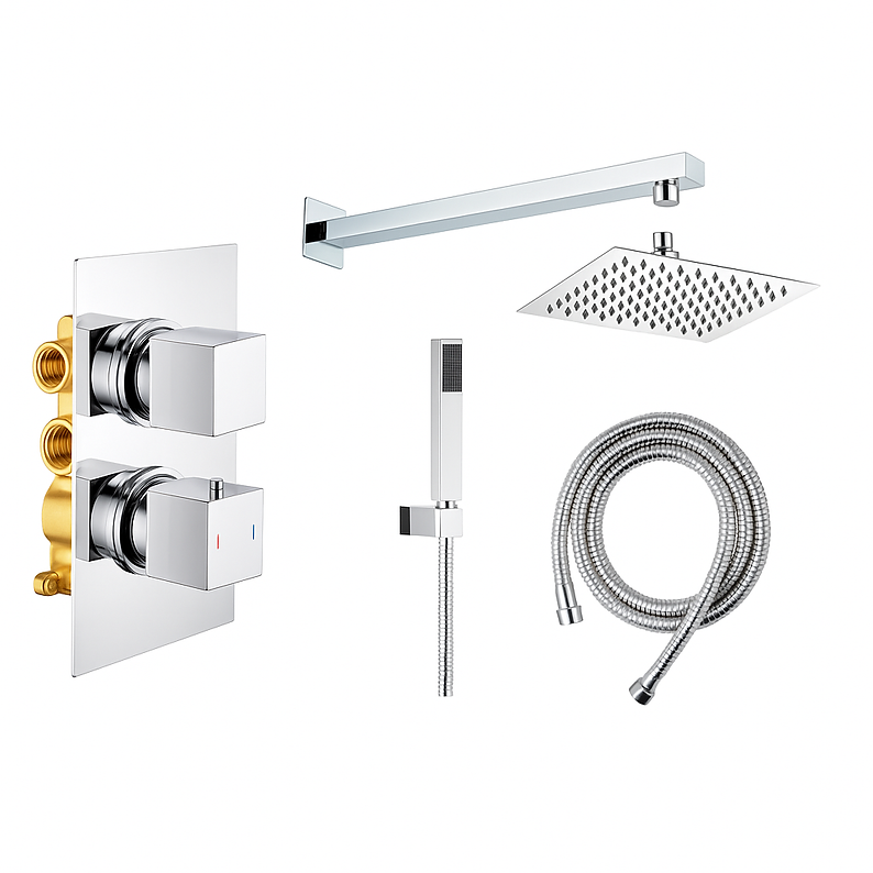 Concealed Shower Chrome Square Pack 3