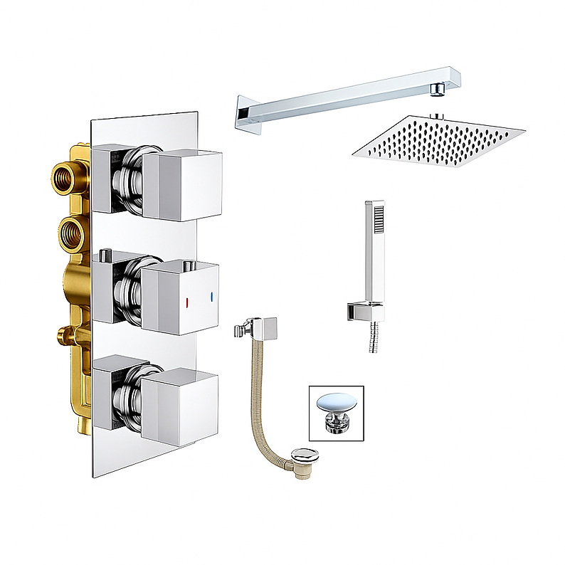 Concealed Shower Chrome Square Pack 9