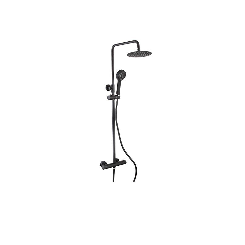 Thermostatic Exposed 2-Way Round Shower Matt Black