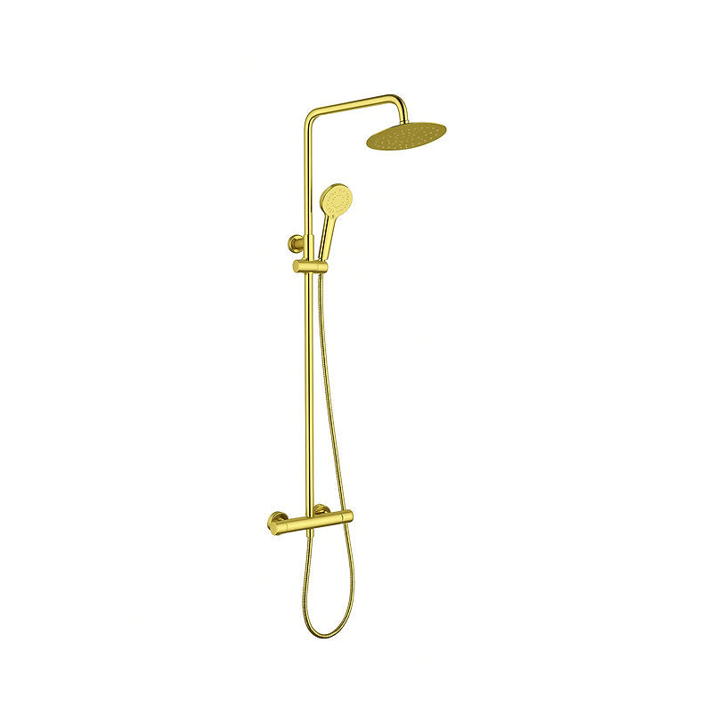 Thermostatic Exposed 2-Way Round Shower Brushed Brass